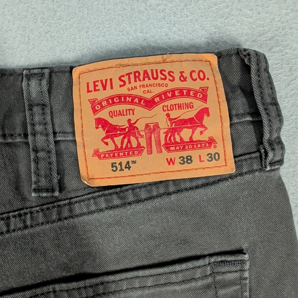 Levi's 514 Jeans Mens 38x30 Straight Leg Gray Cotton Blend Workwear Casual